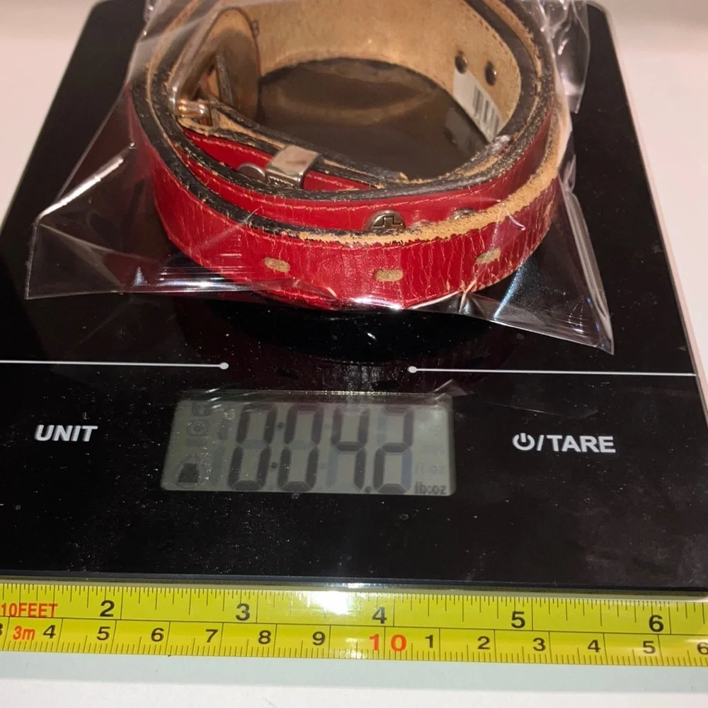 Vintage Red Leather Belt with Silver Buckle and Southwest Desert Animal‎ Brads